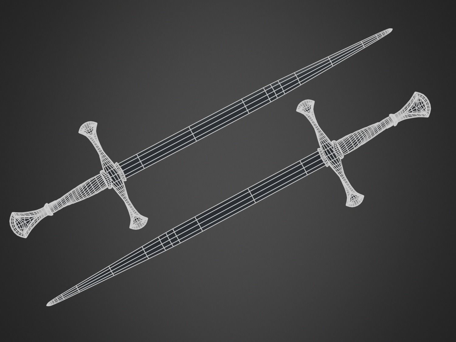 Medieval Long Sword Low-poly 3D model_7