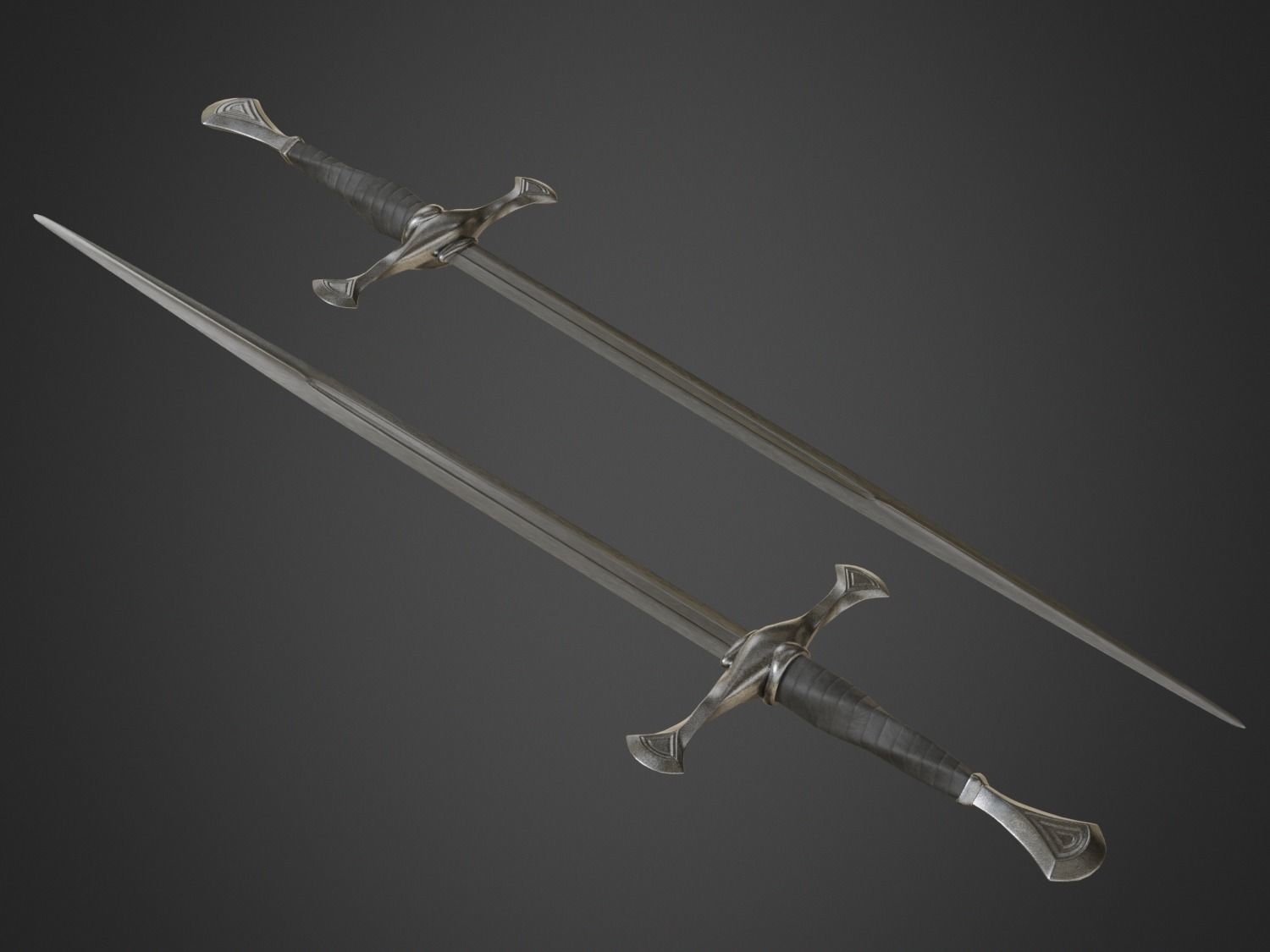 Medieval Long Sword Low-poly 3D model_10