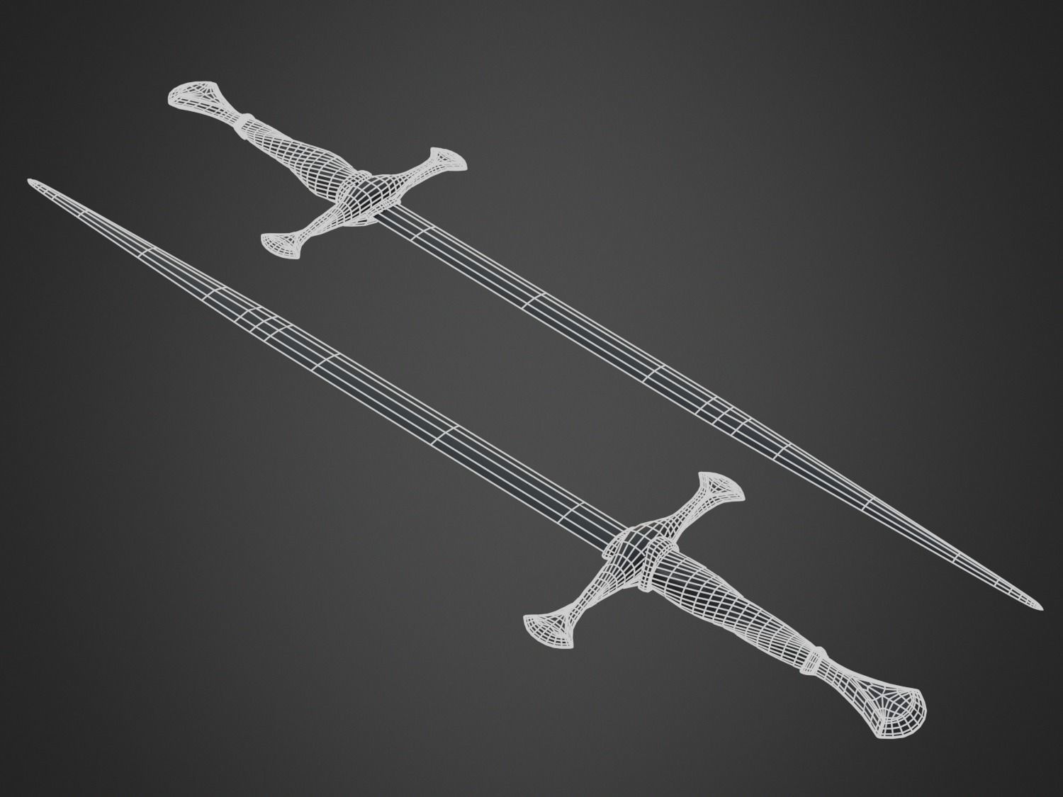 Medieval Long Sword Low-poly 3D model_11