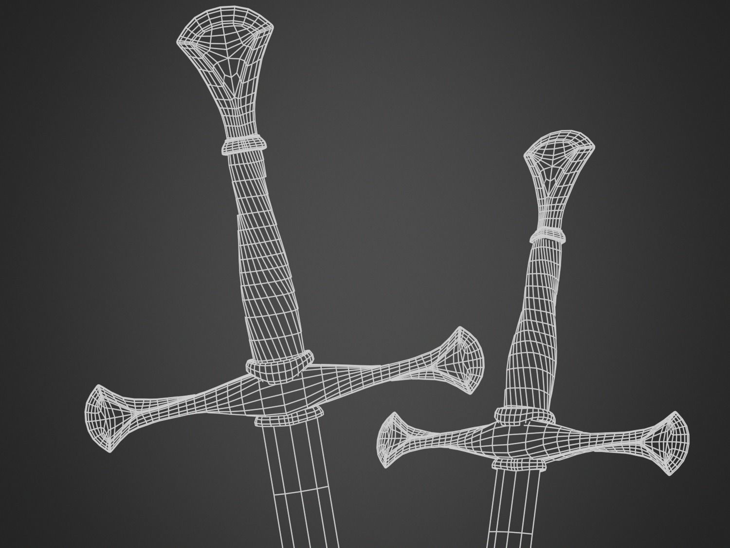 Medieval Long Sword Low-poly 3D model_3