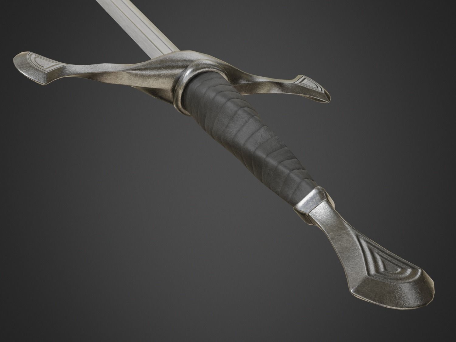 Medieval Long Sword Low-poly 3D model_4