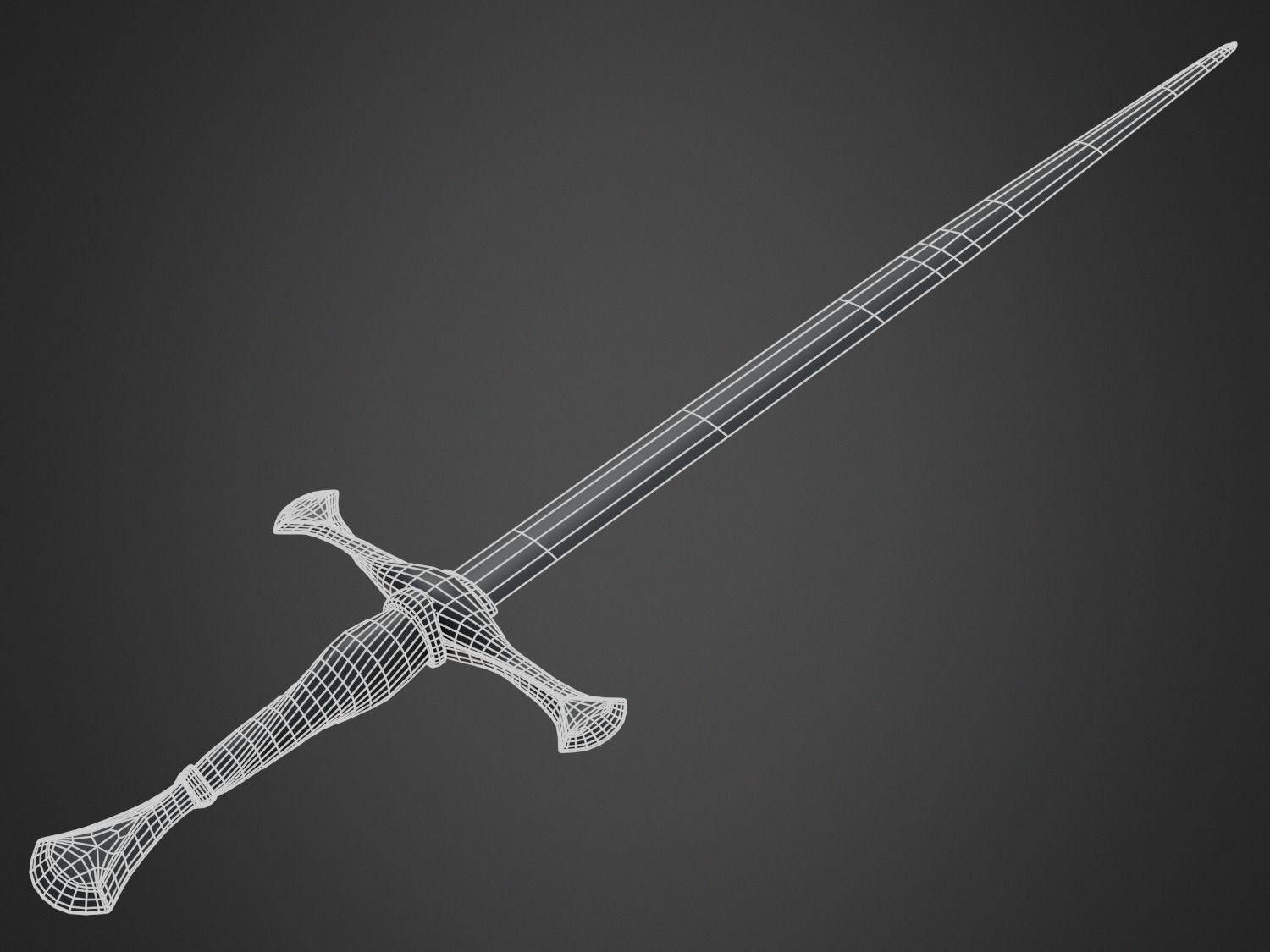 Medieval Long Sword Low-poly 3D model_1