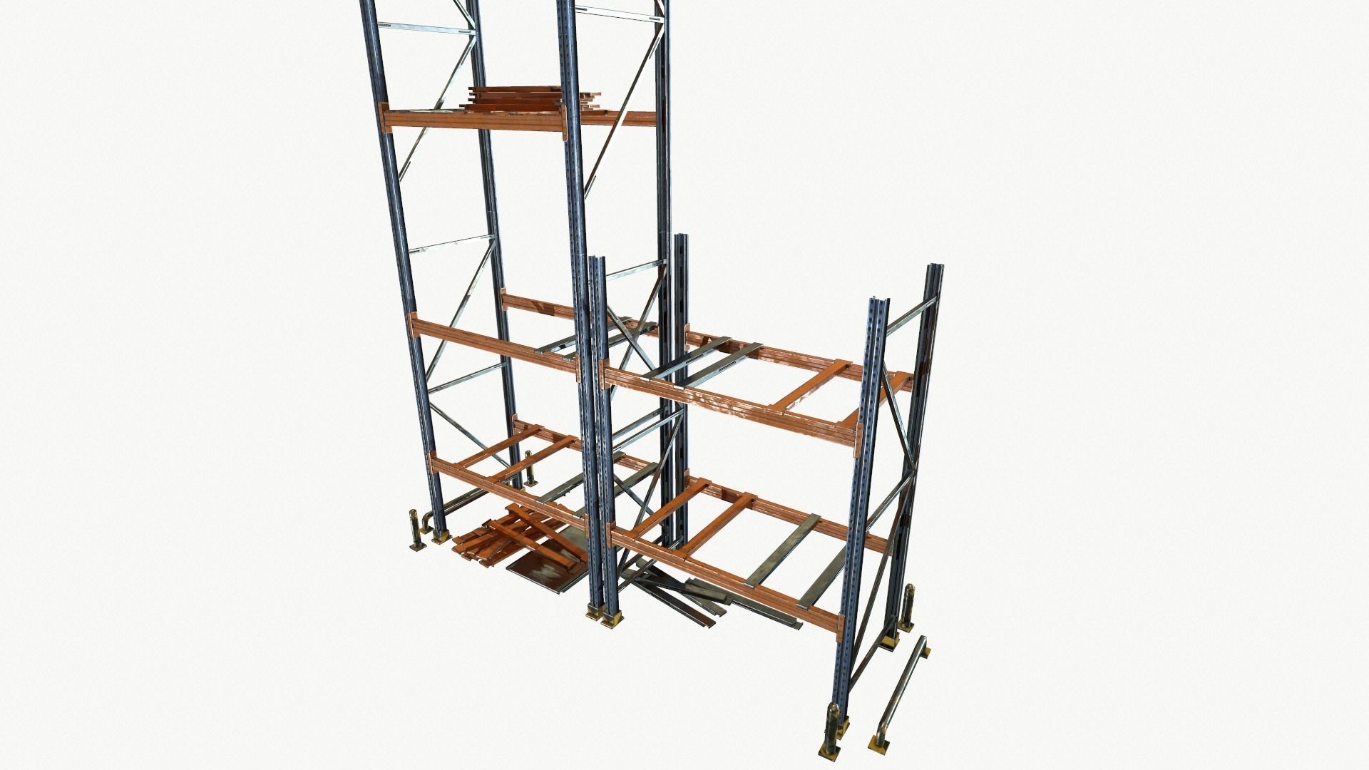 modular warehouse metal shelf Low-poly 3D model_1