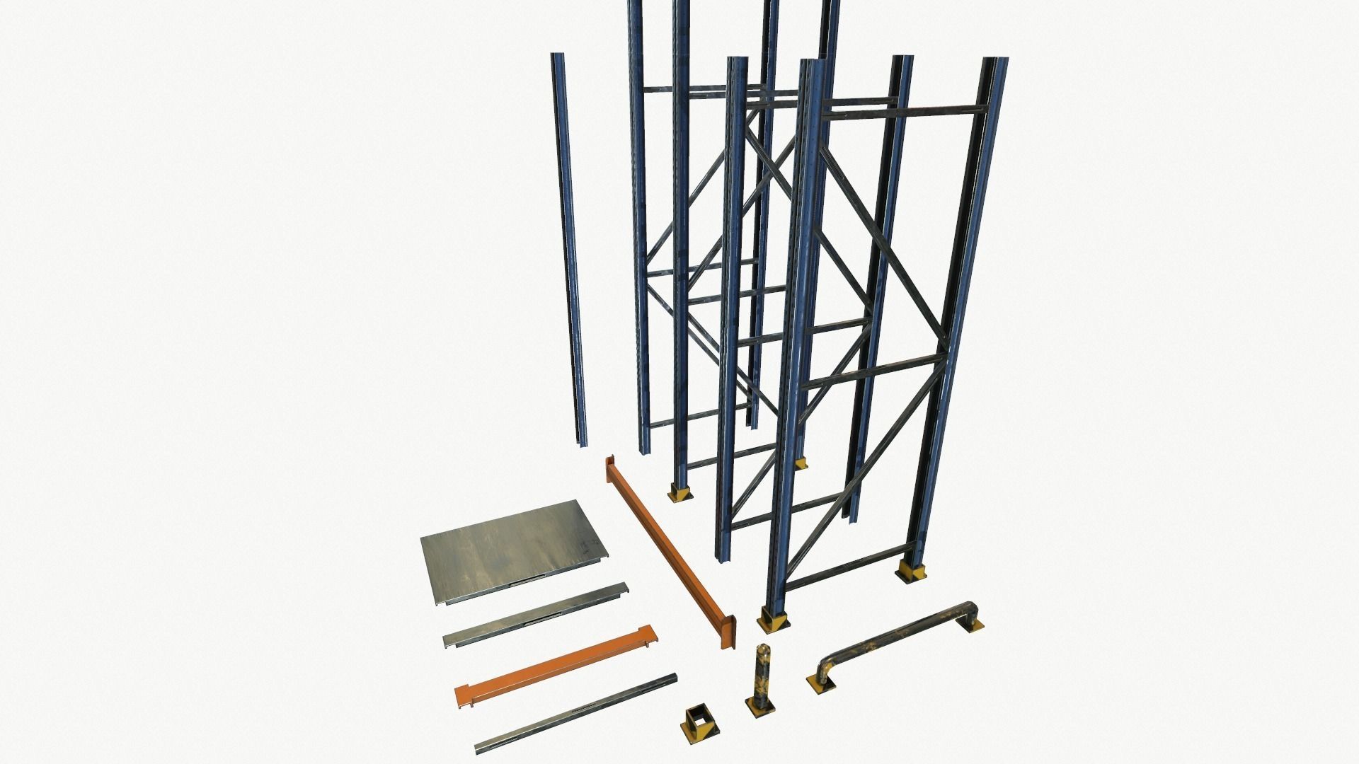 modular warehouse metal shelf Low-poly 3D model_14
