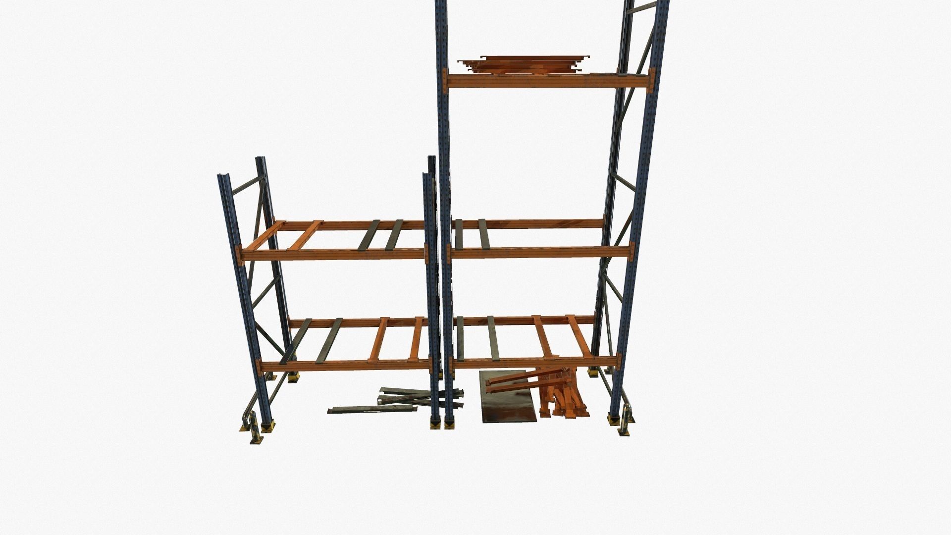 modular warehouse metal shelf Low-poly 3D model_19