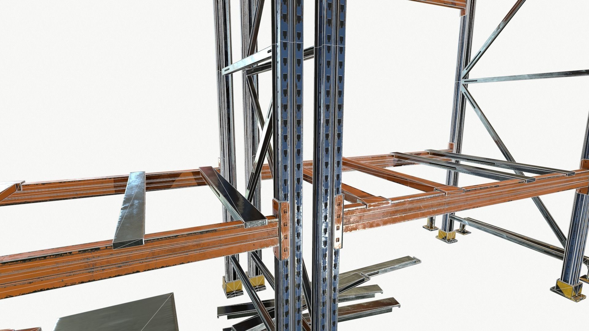 modular warehouse metal shelf Low-poly 3D model_3