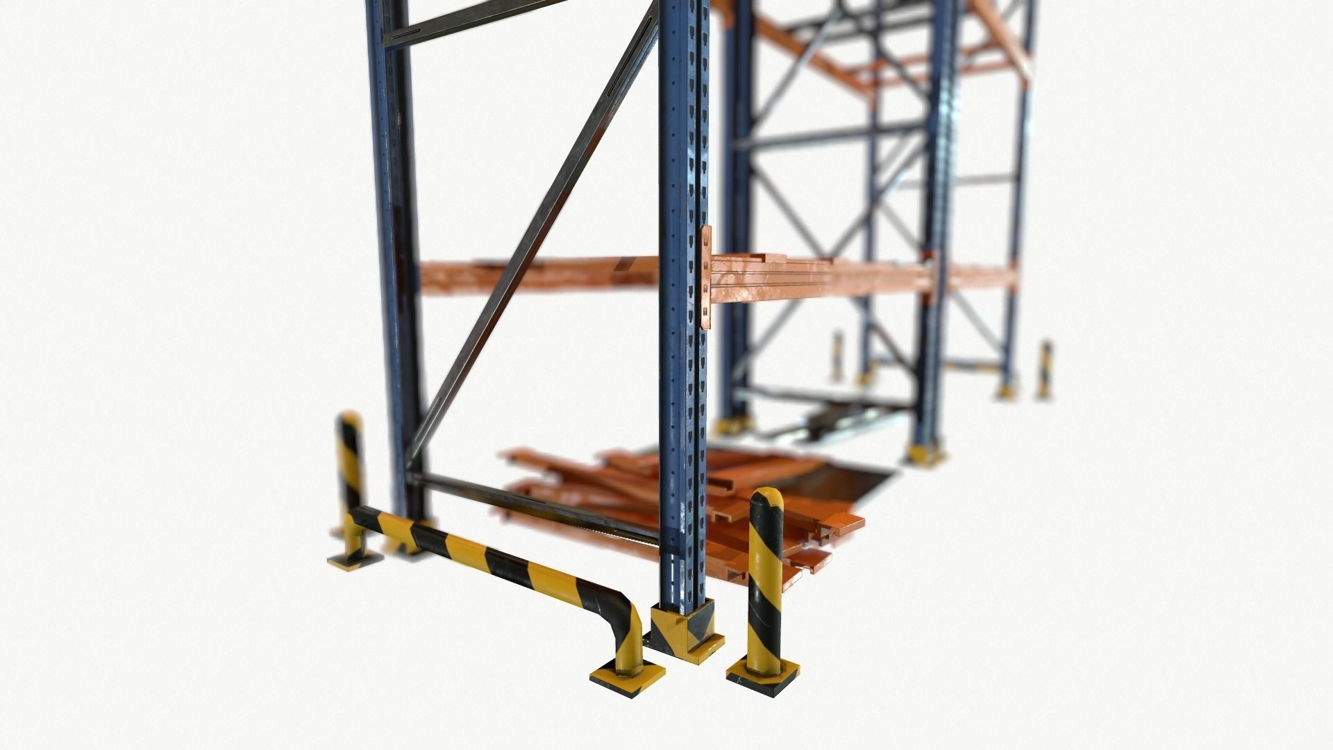 modular warehouse metal shelf Low-poly 3D model_12
