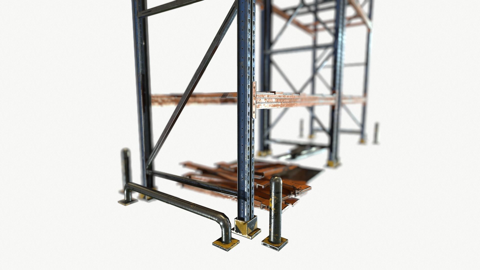 modular warehouse metal shelf Low-poly 3D model_10