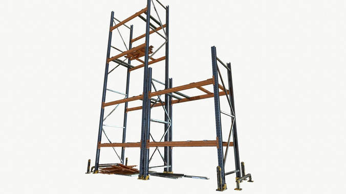 modular warehouse metal shelf Low-poly 3D model