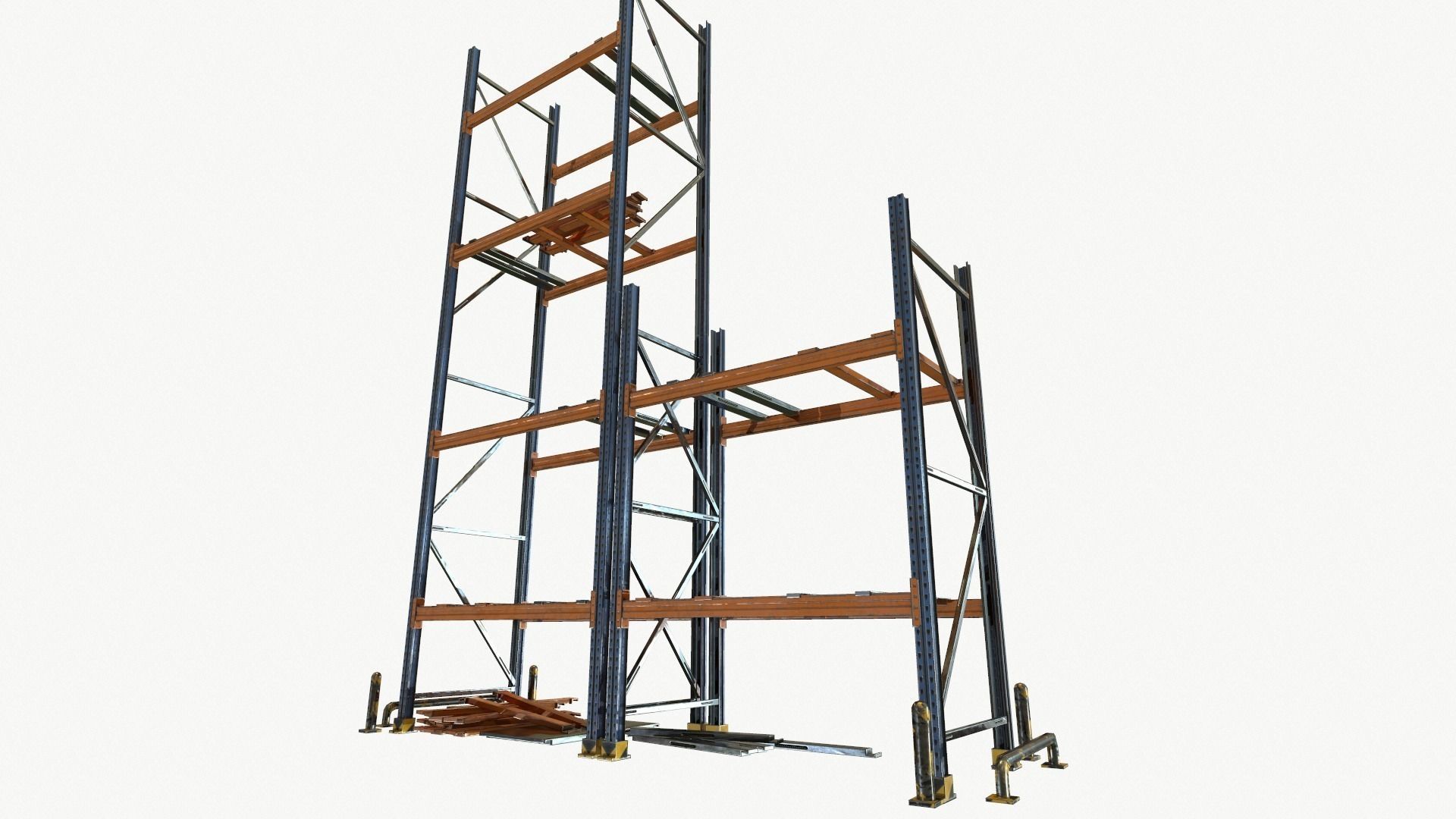 modular warehouse metal shelf Low-poly 3D model_0