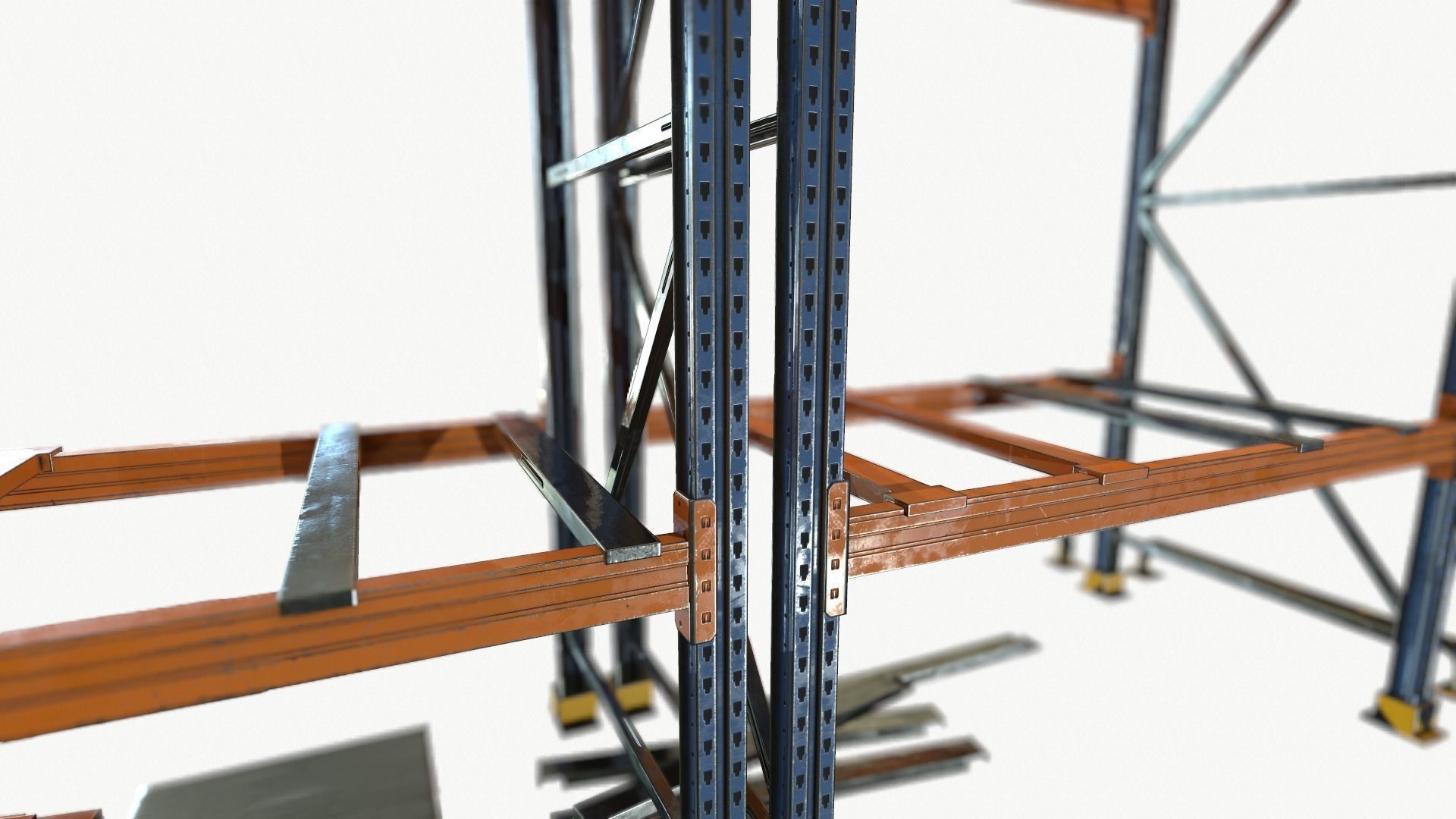 modular warehouse metal shelf Low-poly 3D model_8