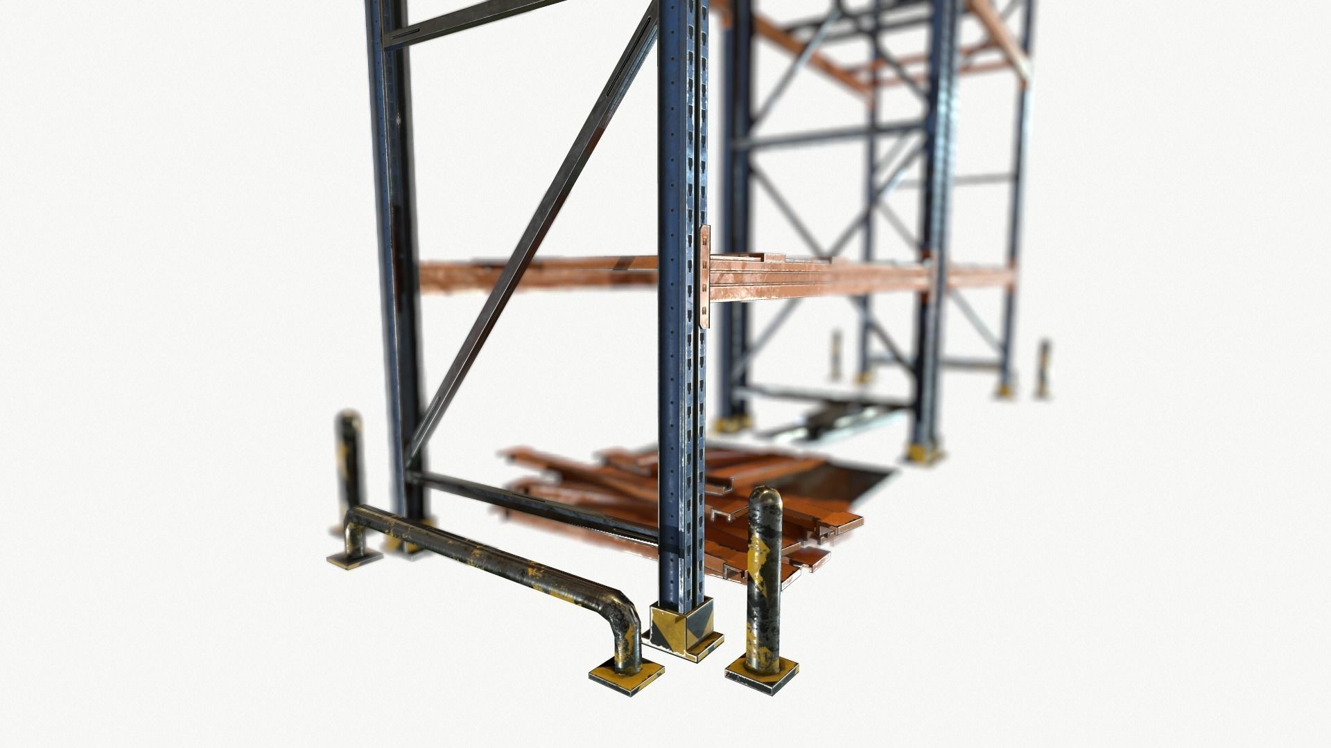 modular warehouse metal shelf Low-poly 3D model_11