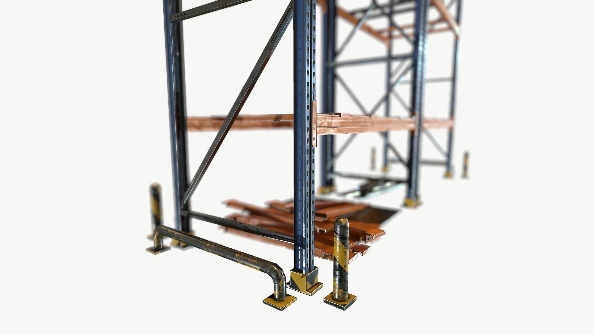 modular warehouse metal shelf Low-poly 3D model_9