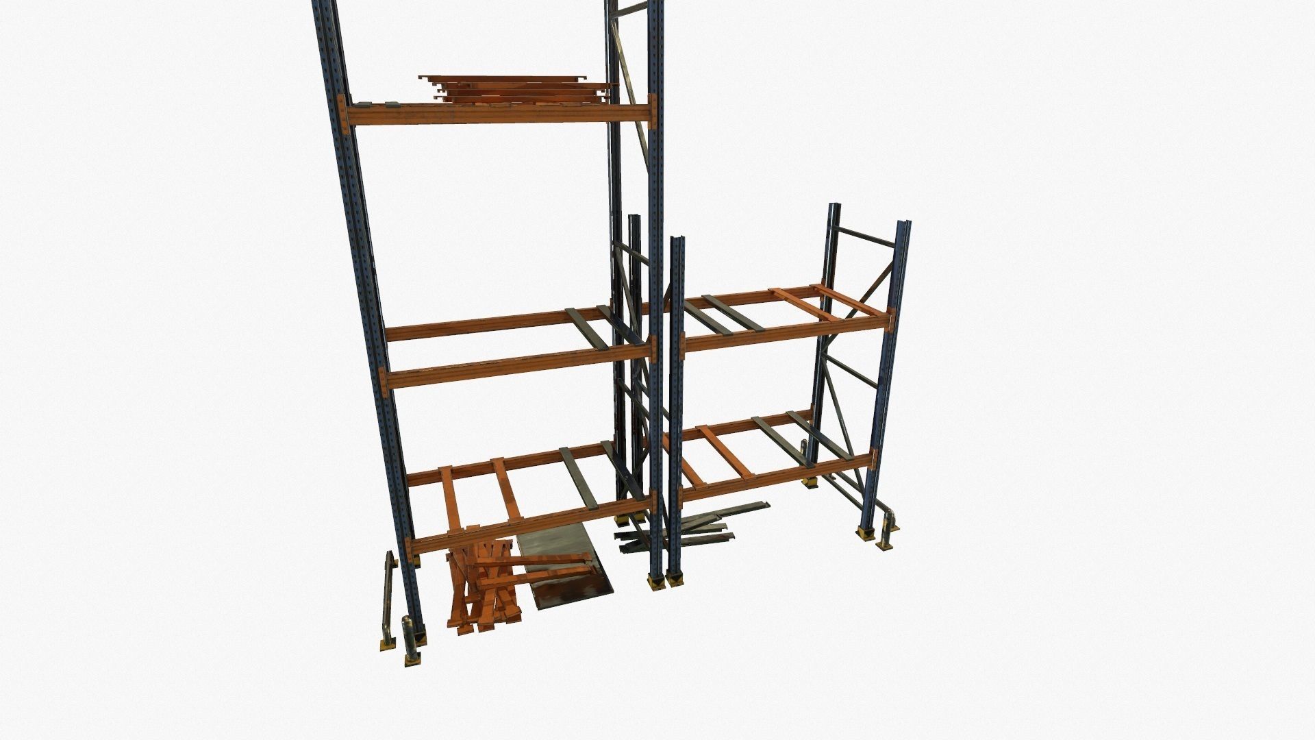 modular warehouse metal shelf Low-poly 3D model_16