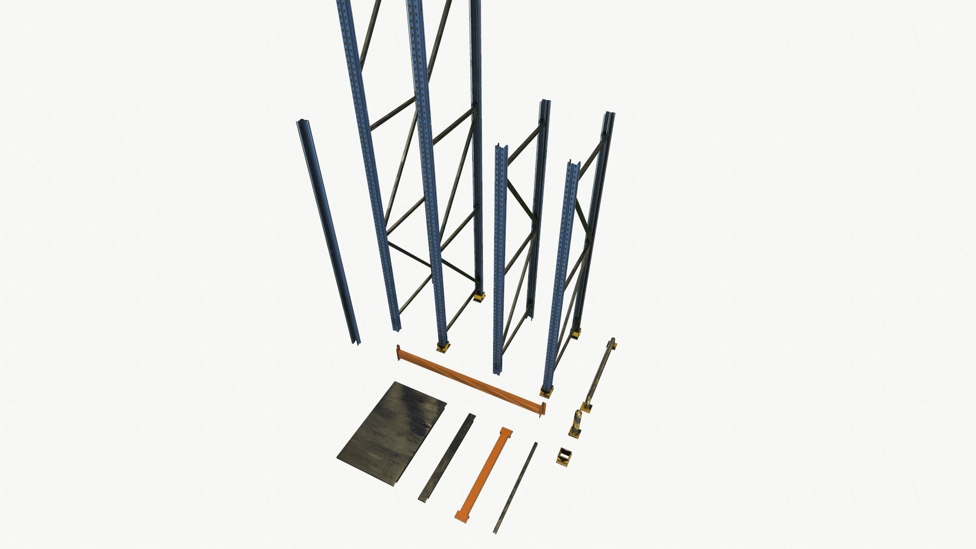 modular warehouse metal shelf Low-poly 3D model_13
