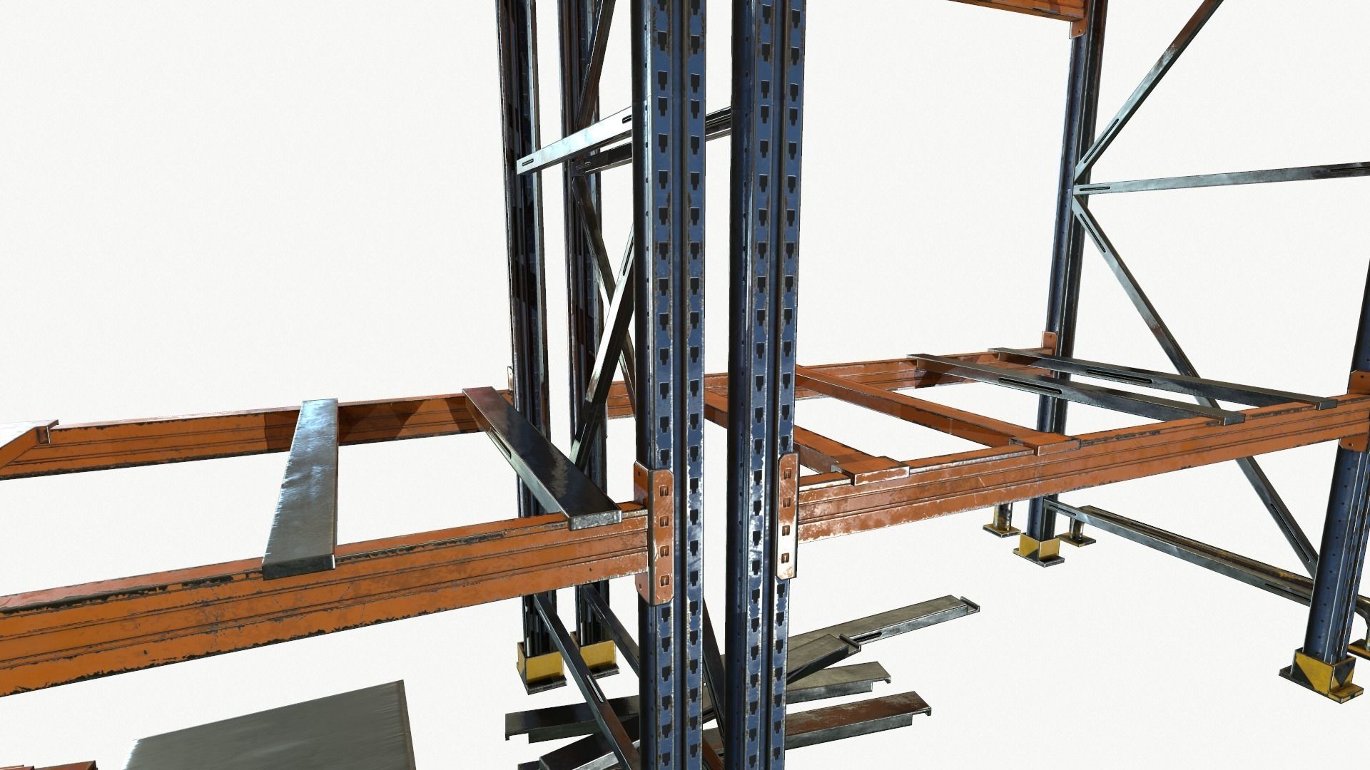 modular warehouse metal shelf Low-poly 3D model_2