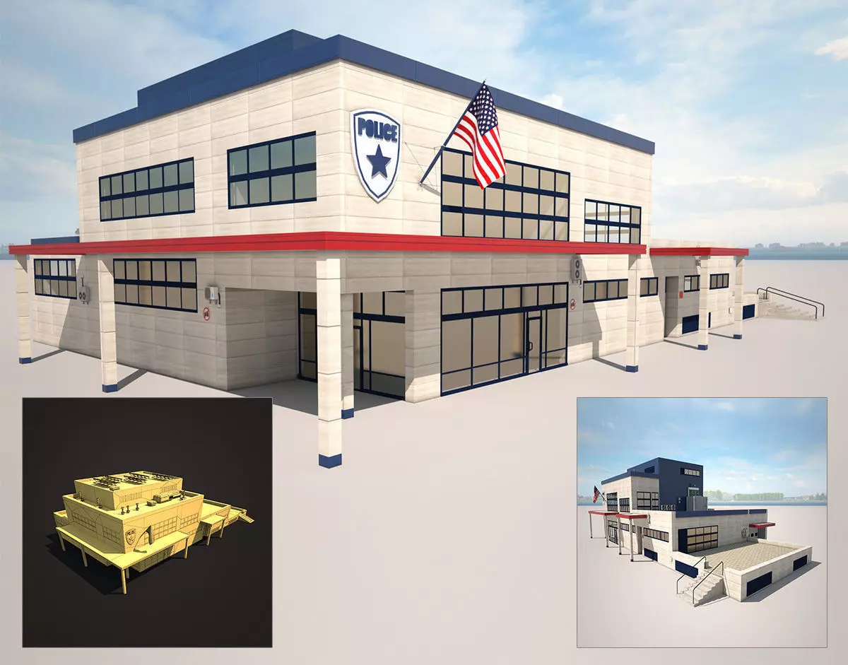 Police Station Low Poly Low-poly 3D model
