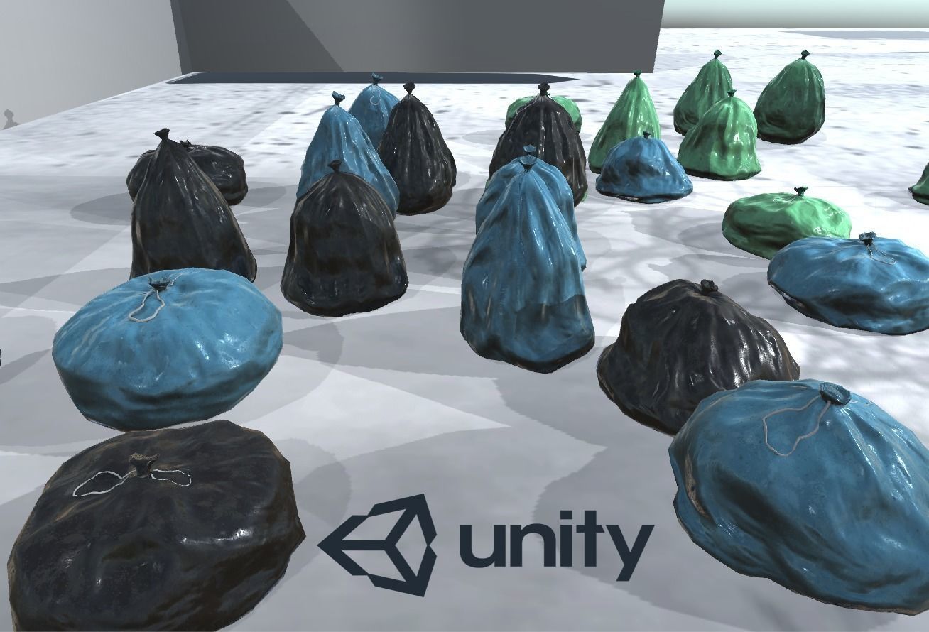 Trash Bags Pack Low-poly 3D model_14