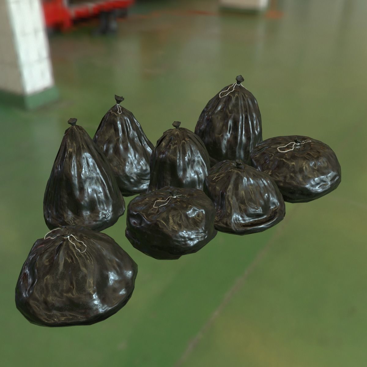 Trash Bags Pack Low-poly 3D model_9