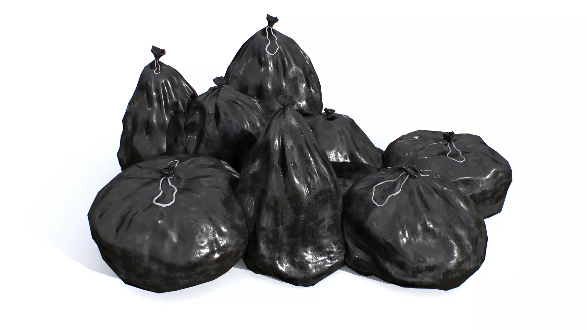 Trash Bags Pack Low-poly 3D model_0