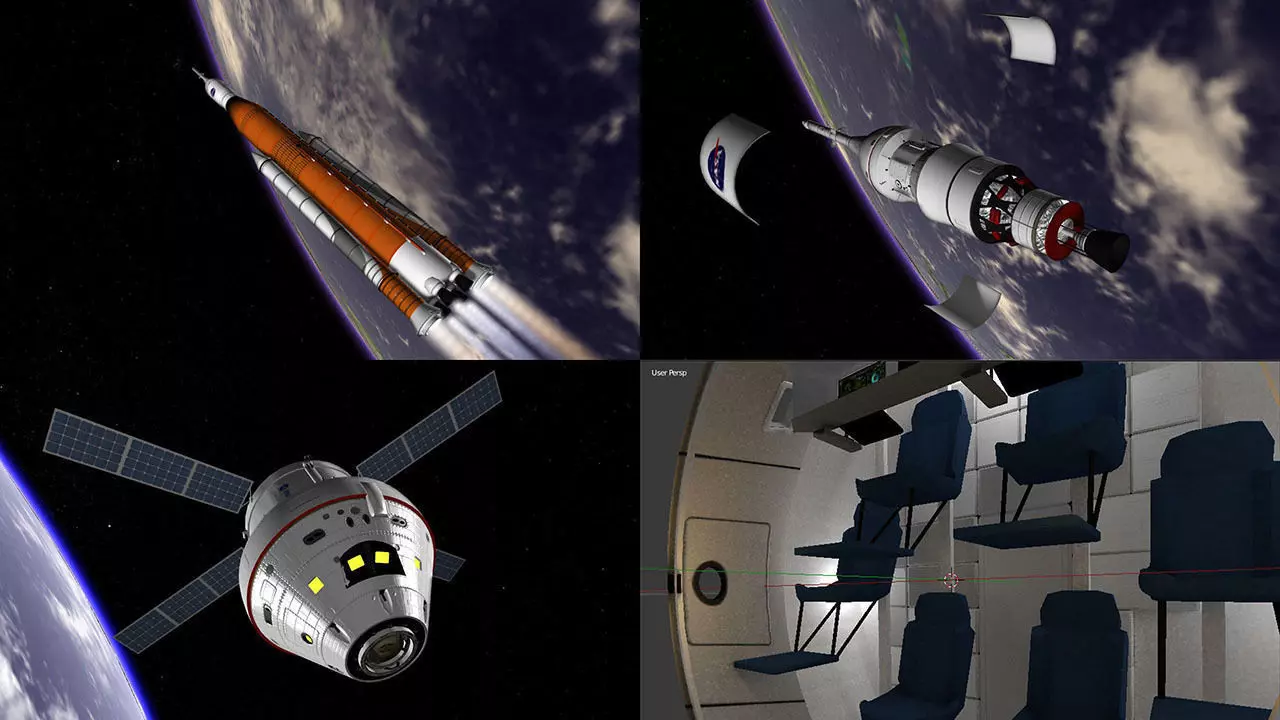 NASA Orion SLS Space Launch System with capsule and cockpit Low-poly 3D model_0