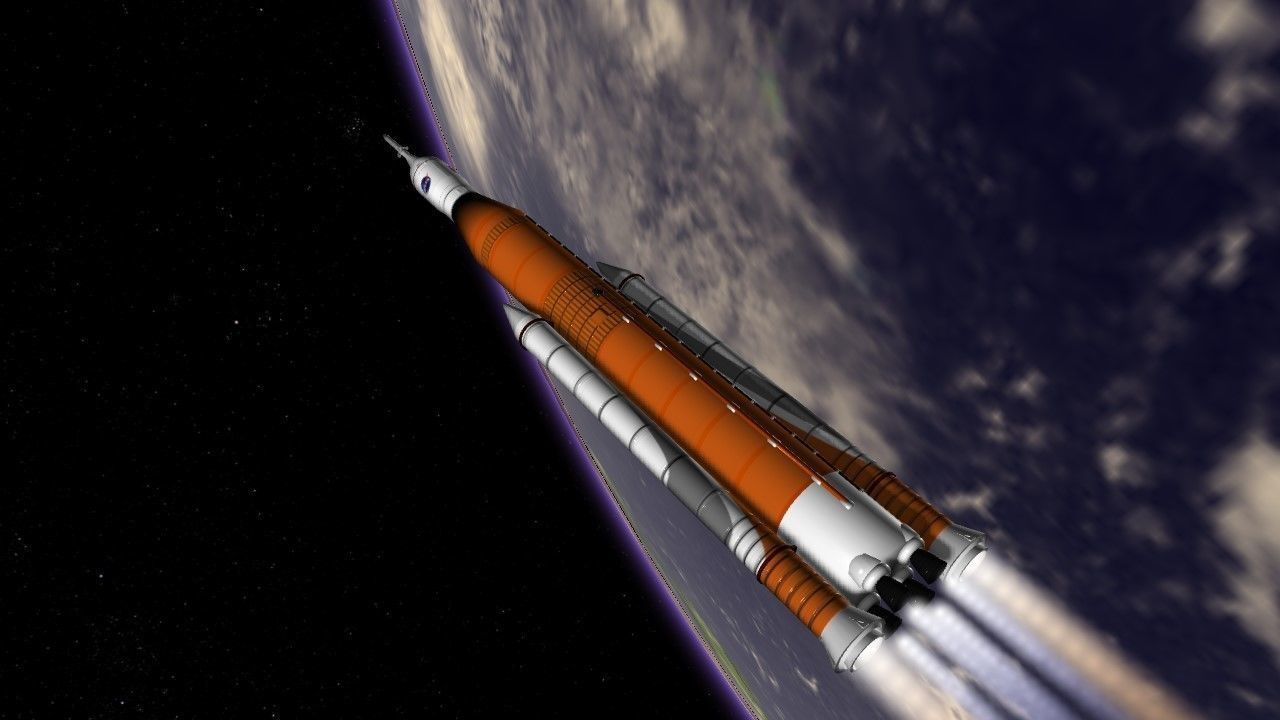 NASA Orion SLS Space Launch System with capsule and cockpit Low-poly 3D model_1