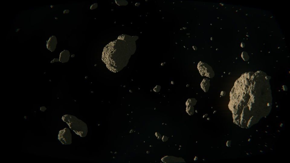 Game-ready Asteroid snowball falling from sky Low-poly 3D model_3