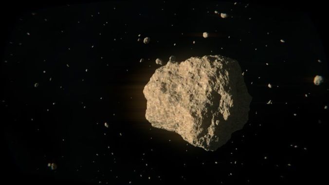 Game-ready Asteroid snowball falling from sky Low-poly 3D model
