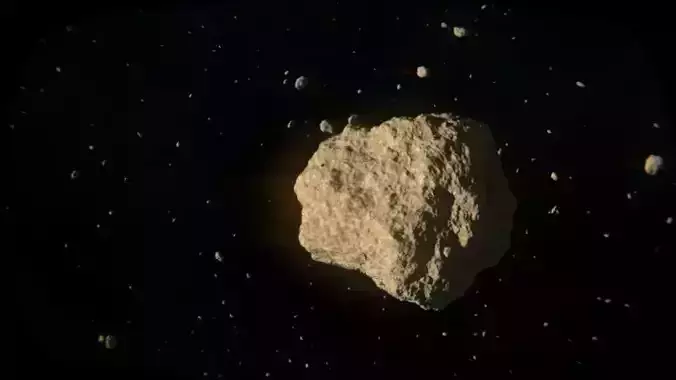 Game-ready Asteroid snowball falling from sky Low-poly 3D model