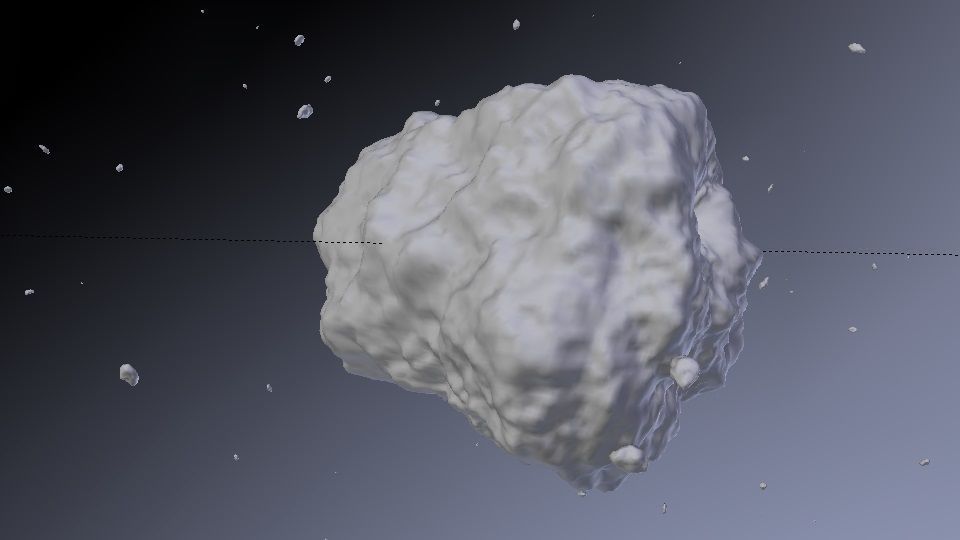 Game-ready Asteroid snowball falling from sky Low-poly 3D model_4
