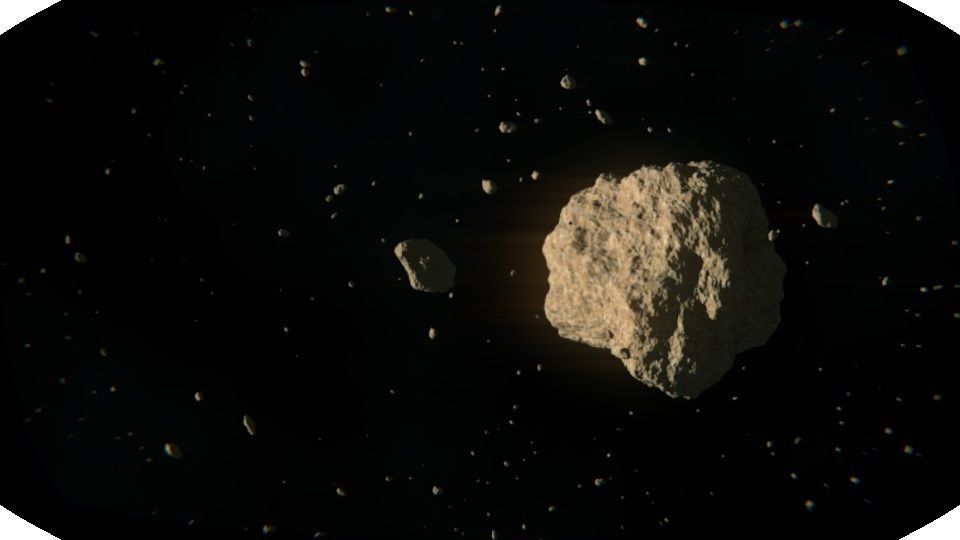 Game-ready Asteroid snowball falling from sky Low-poly 3D model_2