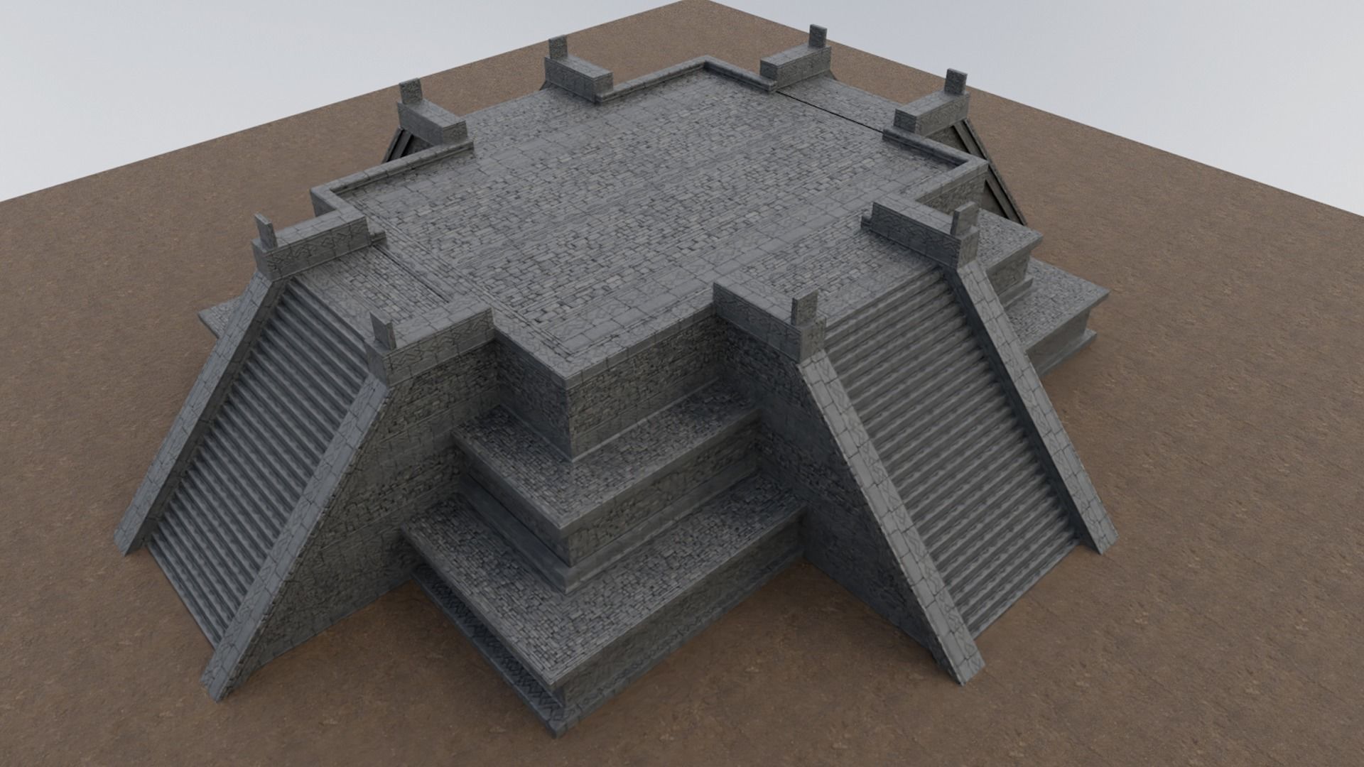 Mayan Temple Low-poly 3D model_1