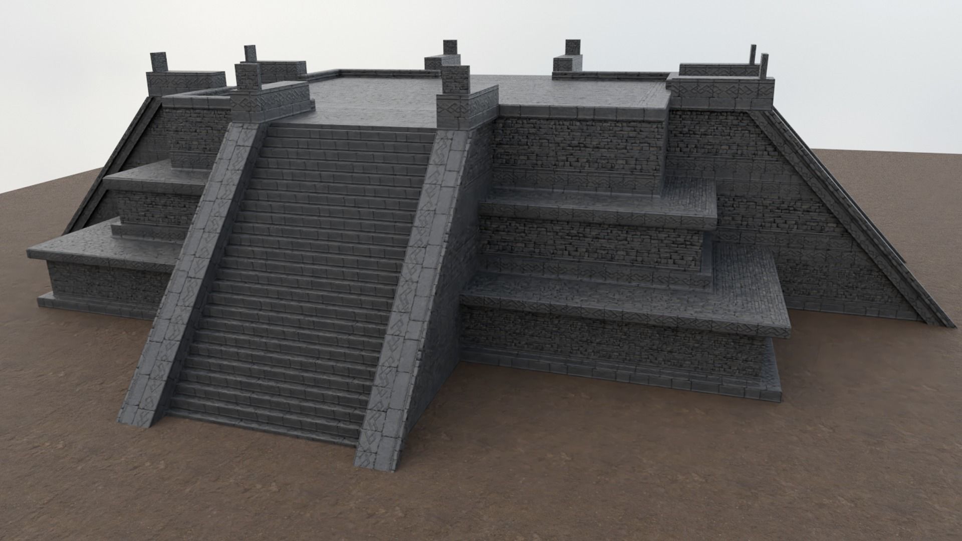 Mayan Temple Low-poly 3D model_3