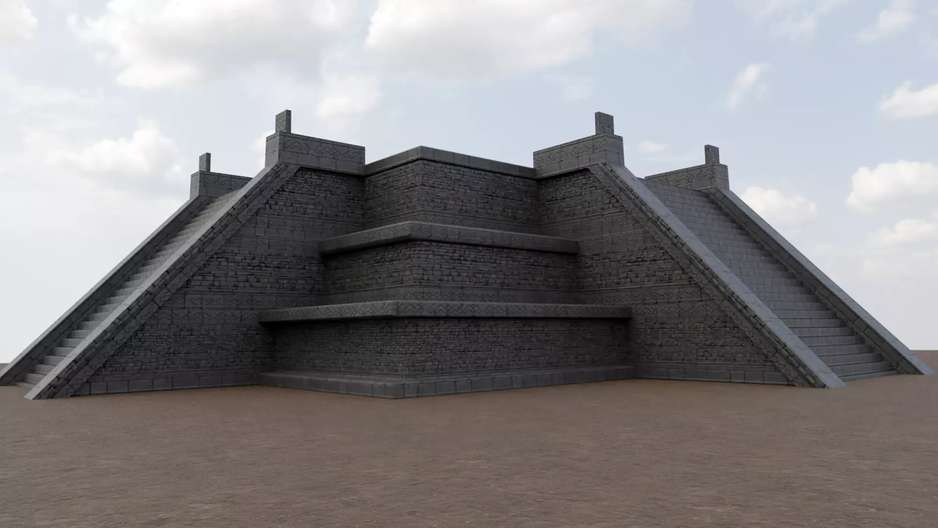 Mayan Temple Low-poly 3D model_0