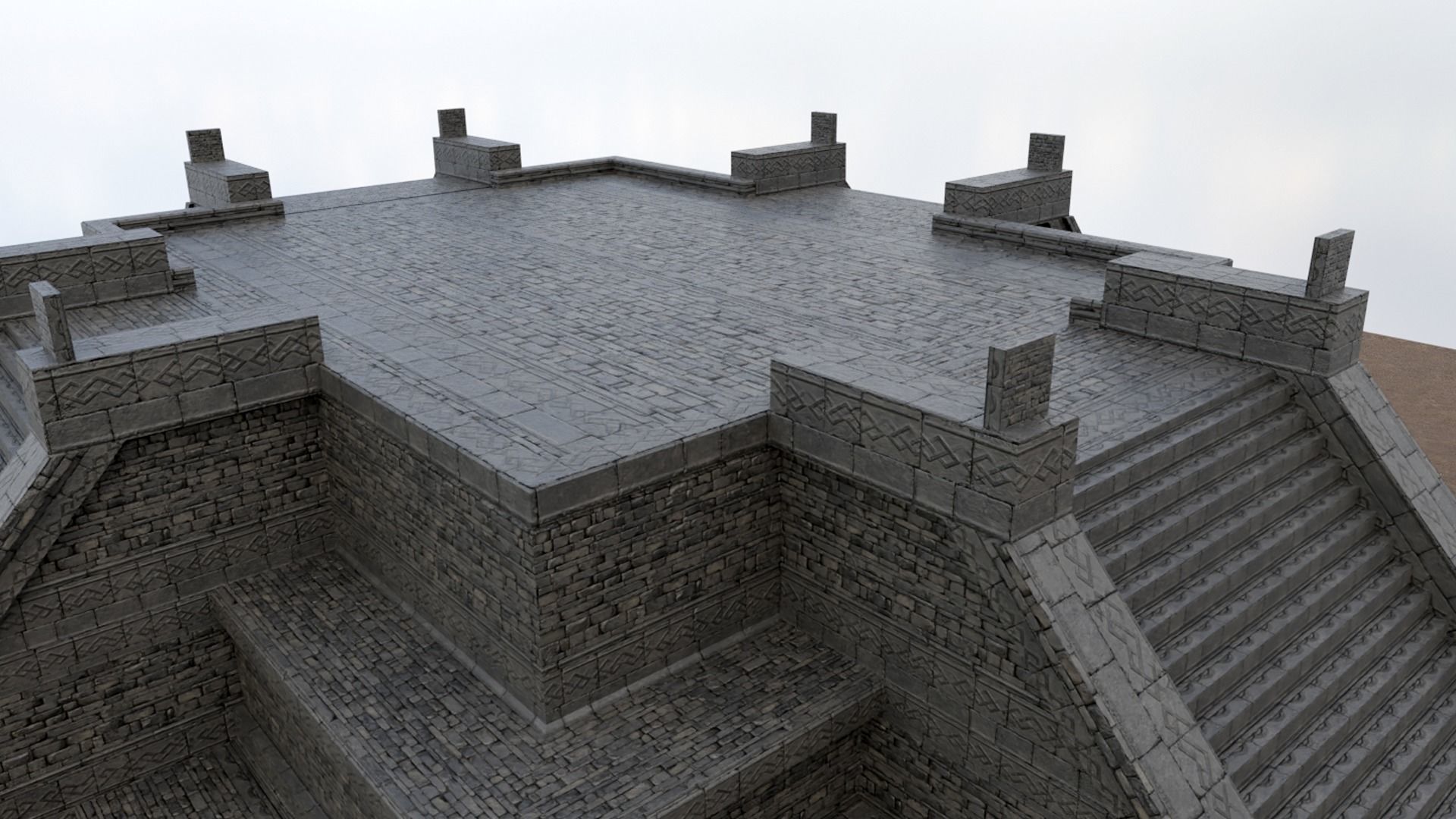 Mayan Temple Low-poly 3D model_4