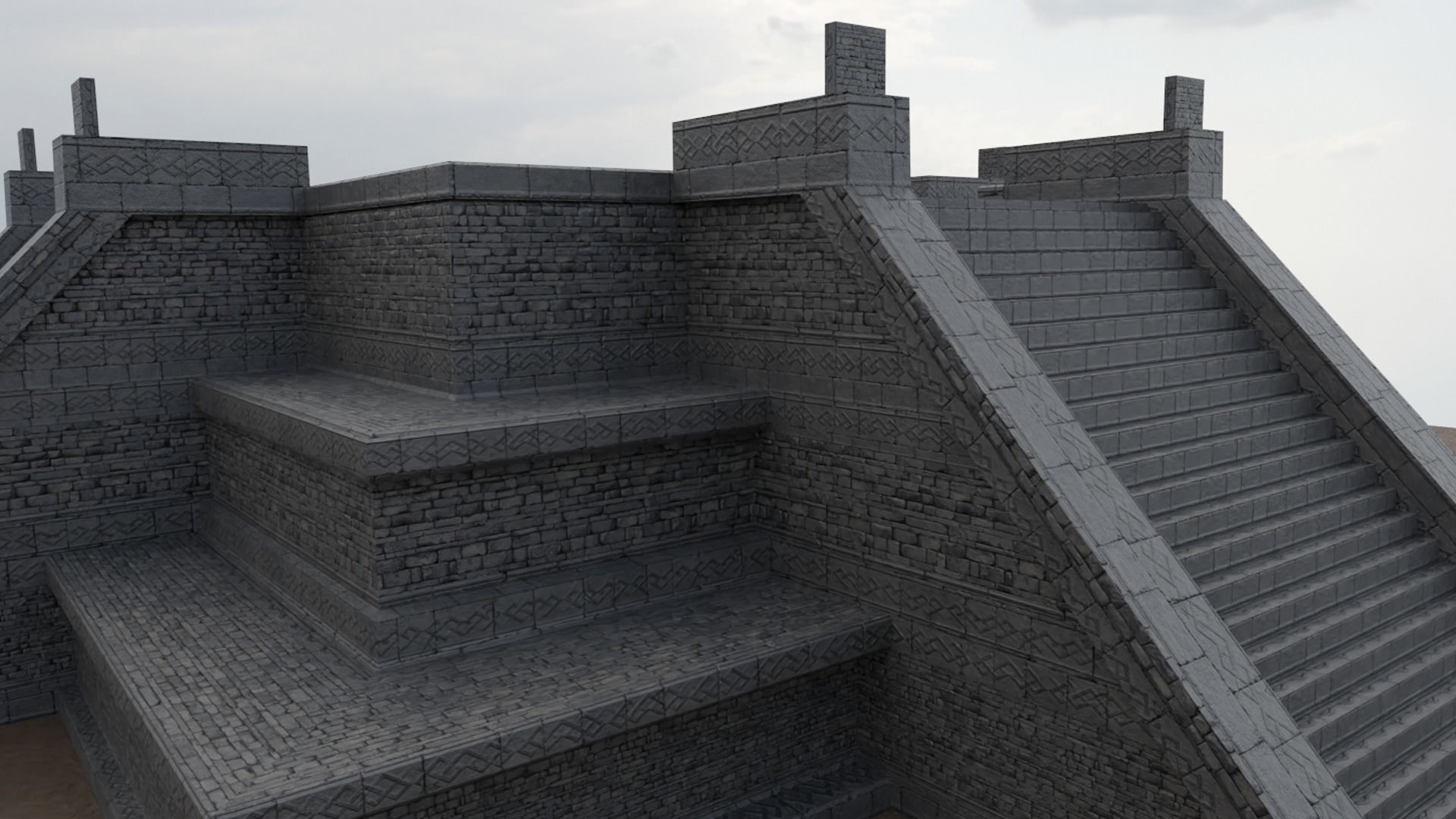 Mayan Temple Low-poly 3D model_2