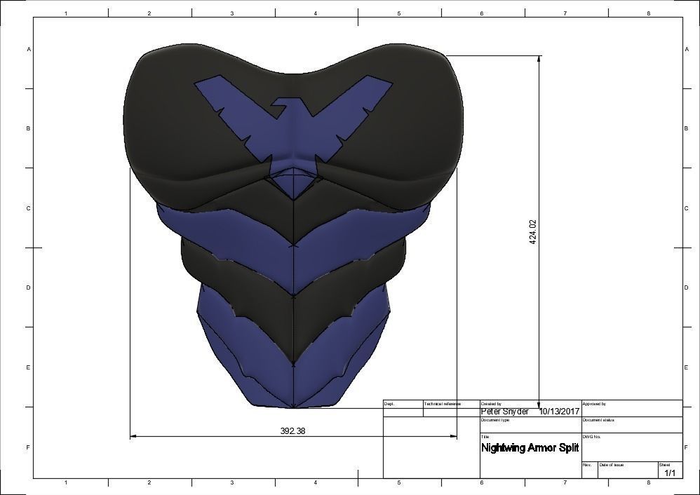 Nightwing Chest Armor with Free Mask 3D print model_5