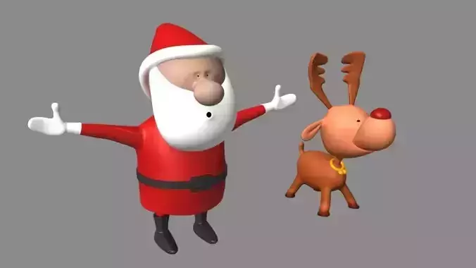 Santa and Deer Models