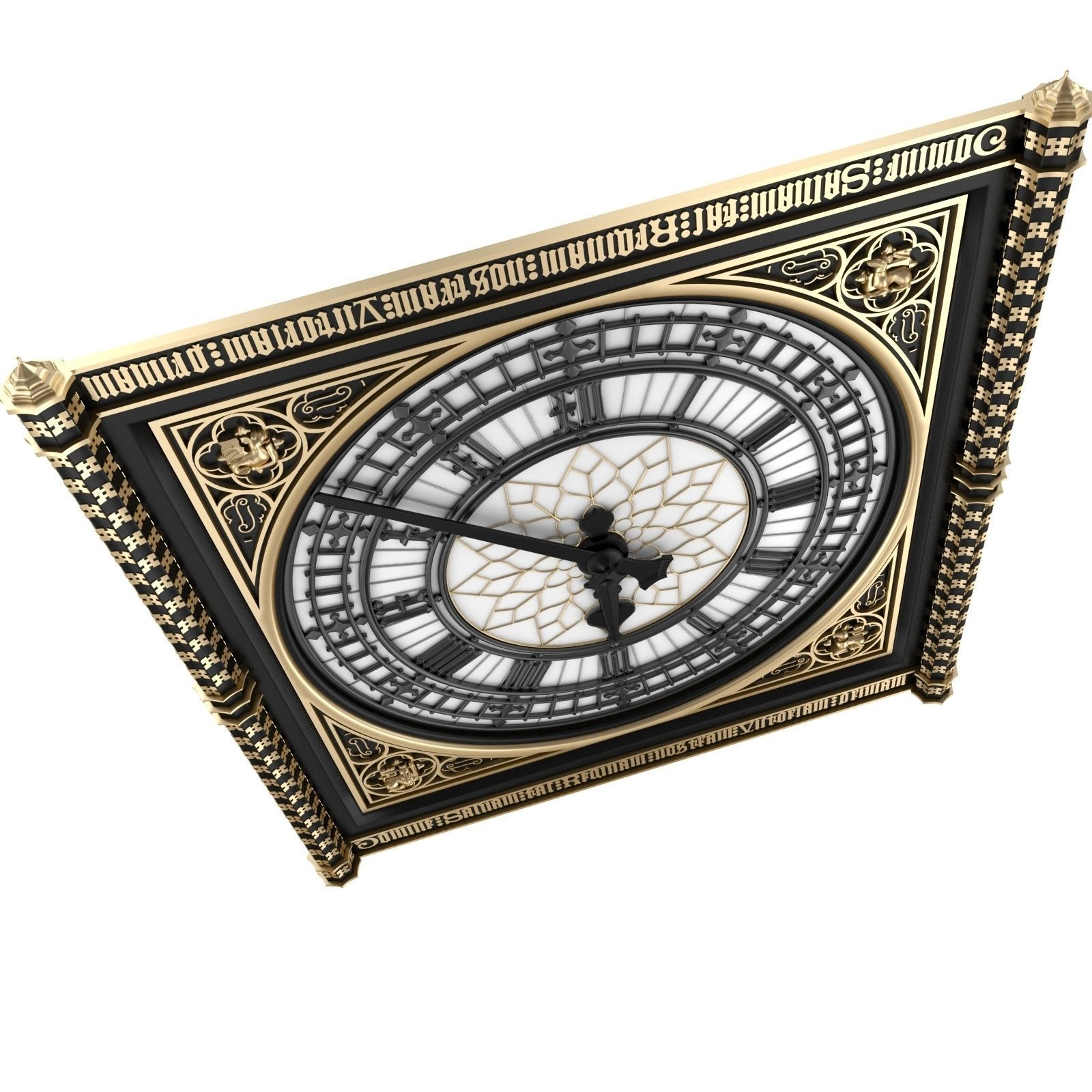 Big Classical Clock Luxury 3D model_3