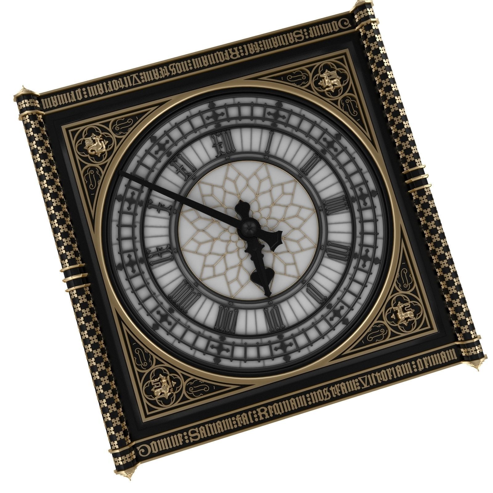 Big Classical Clock Luxury 3D model_10