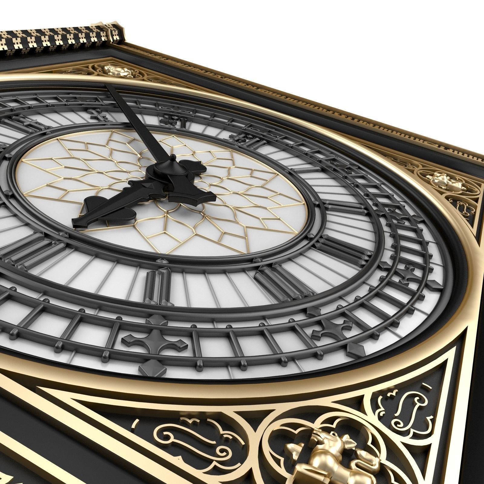 Big Classical Clock Luxury 3D model_12