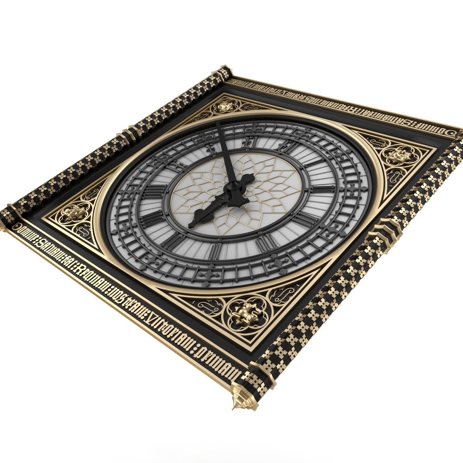 Big Classical Clock Luxury 3D model_6