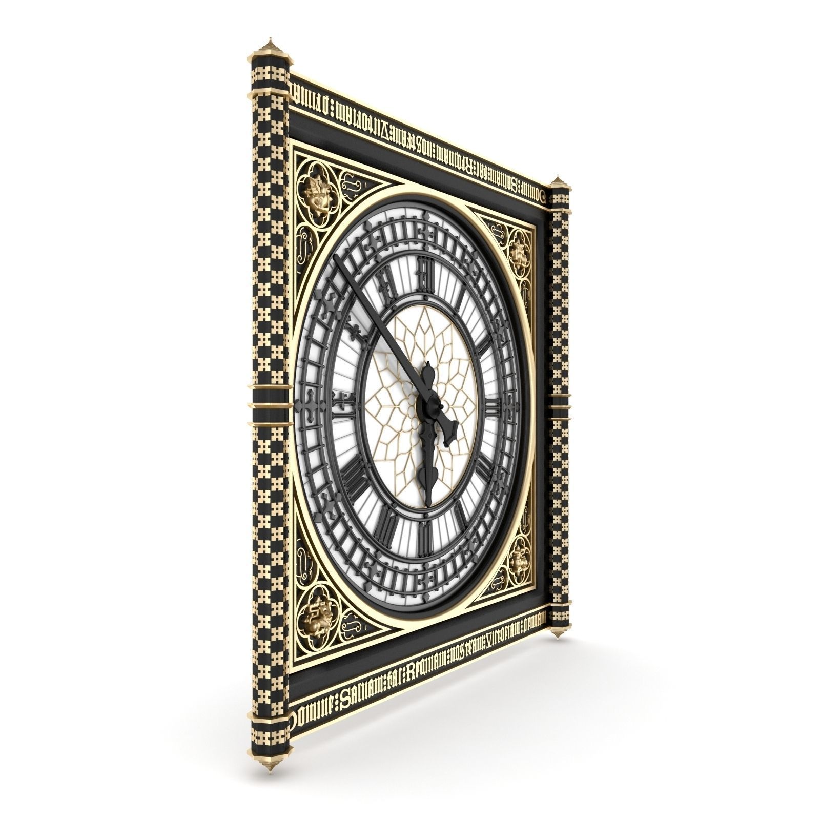 Big Classical Clock Luxury 3D model_2