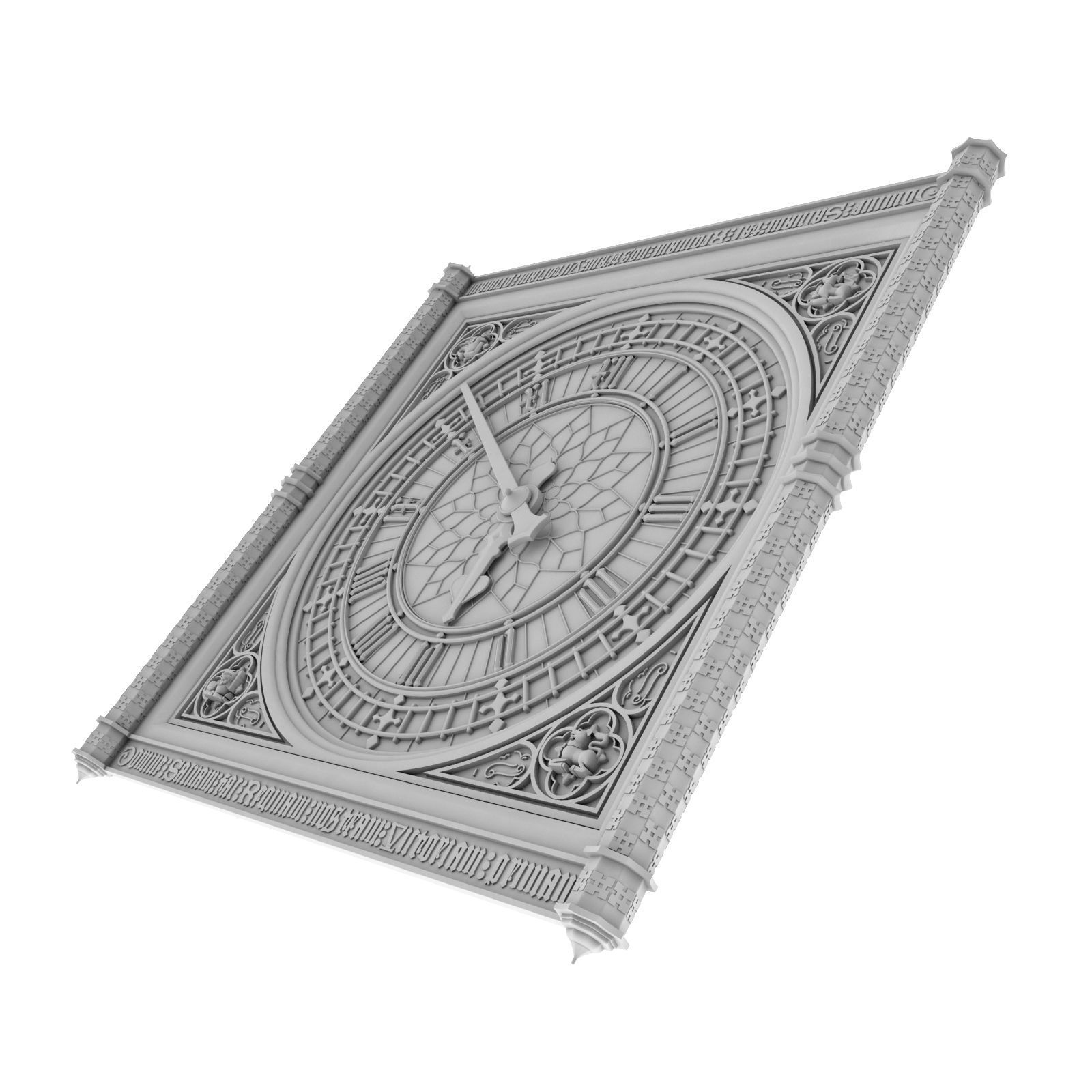 Big Classical Clock Luxury 3D model_13