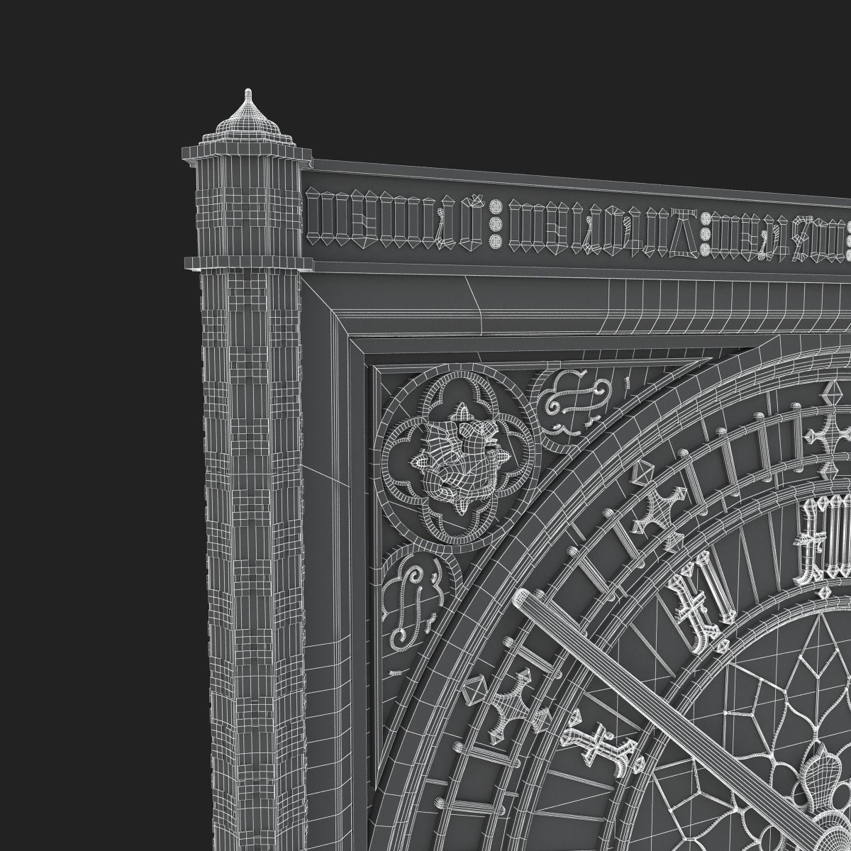 Big Classical Clock Luxury 3D model_22