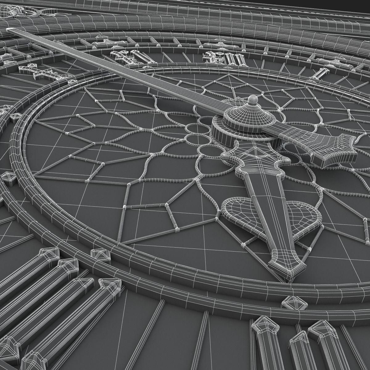 Big Classical Clock Luxury 3D model_19