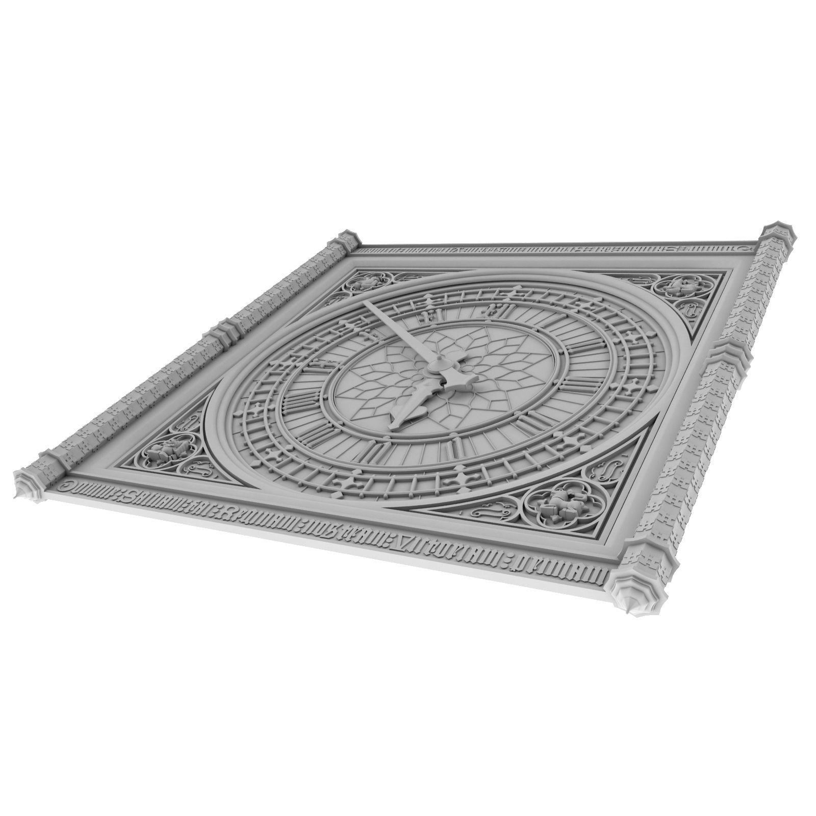 Big Classical Clock Luxury 3D model_8