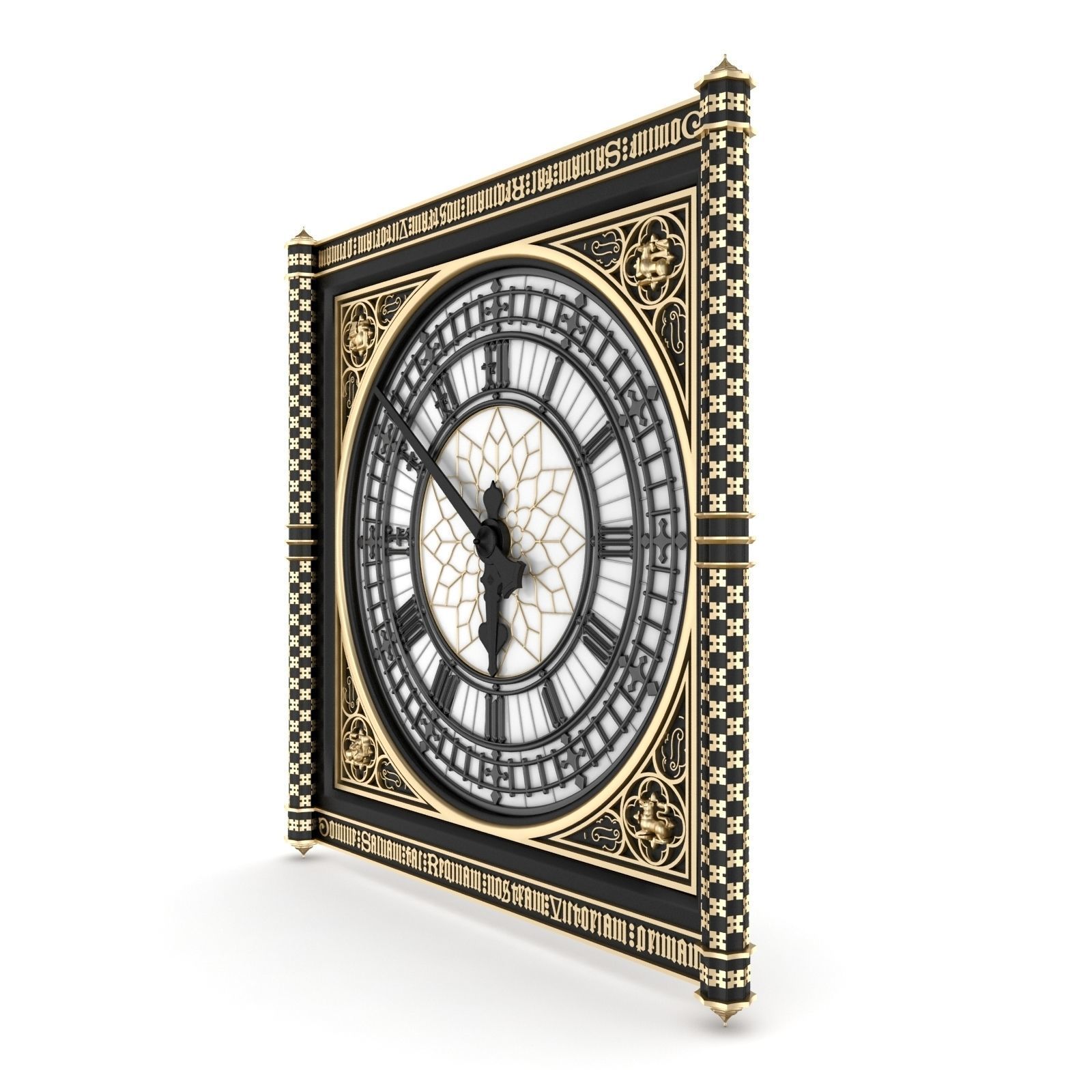 Big Classical Clock Luxury 3D model_1