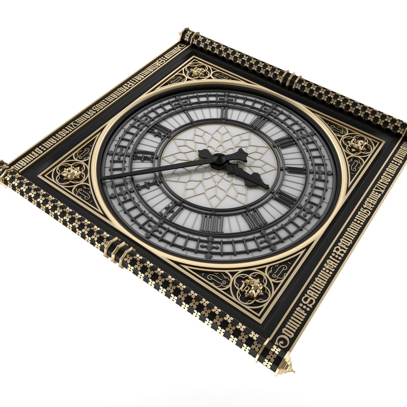 Big Classical Clock Luxury 3D model_5