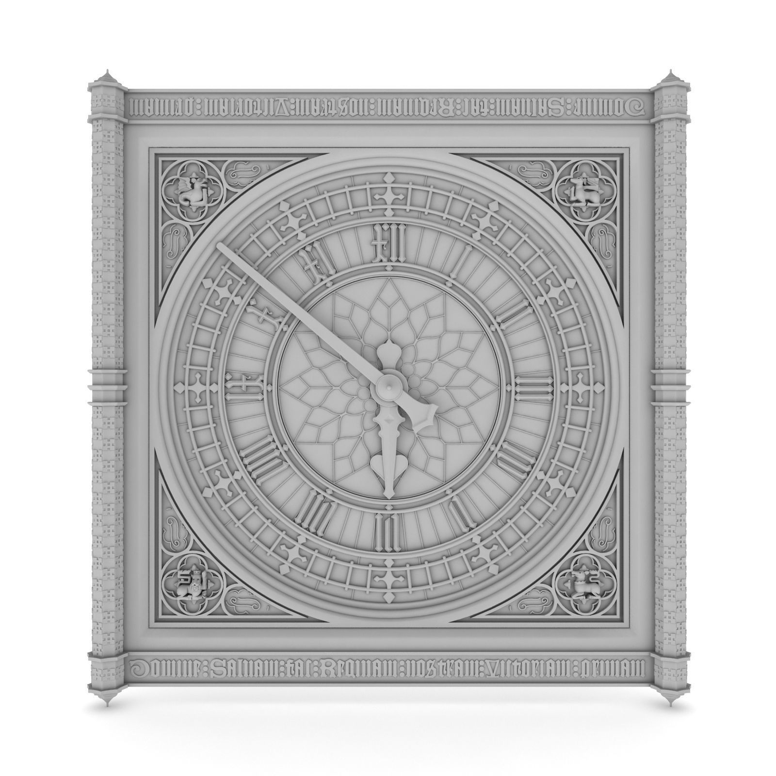 Big Classical Clock Luxury 3D model_7